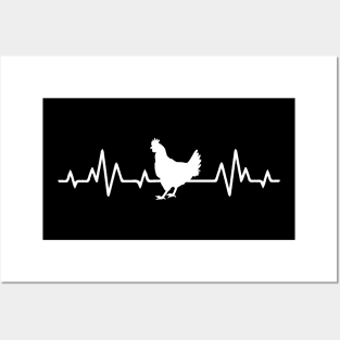 Chicken heartbeat, chicken ekg, farm life design Posters and Art